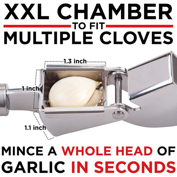 Grillers Garlic Press. Stainless Steel Mincer & Crusher With Silicone Roller Peeler